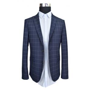 Business Tailored Mens Fashion Blazer Jacket Slim Fit Thin Fabric Navy Check Half Lining