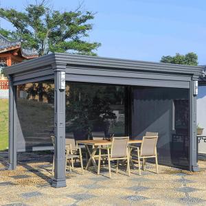 Adjustable Louvered Aluminum Pergola Villa Garden Landscape Shade With Retractable Canopy