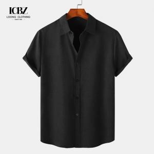 China Stand Collar Cotton Linen Short Sleeve Shirts For Men Classic and Timeless Design supplier