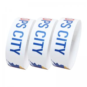 China Barcoding Tyvek Paper Wristbands Custom Logo Printing Tear Resistant supplier