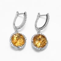 China OEM 925 Sterling Silver Gemstone Earrings Citrine Earrings Rhodium Plated on sale