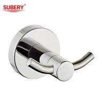 China Wall Mounted Bathroom Accessories SUS304 Double Robe Hook polished chrome clssical round design OEM ODM on sale