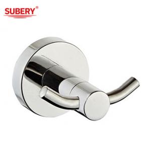 Wall Mounted Bathroom Accessories SUS304 Double Robe Hook polished chrome clssical round design OEM ODM