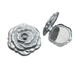 China Plastic rose shape silver cosmetic mirror logo is customize supplier
