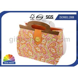 Printing Handbag Shaped Wrapping Paper Gift Bag with Die-cut Handle , Eco-friendly