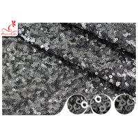 China Shiny Embroidered Black Sequin Mesh Fabric For Party Evening Dress R&D Available on sale