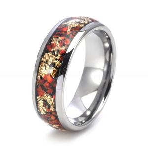 China 8mm 高研磨シルバータングステンリング オパールと金箔インレイ wholesale