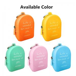 China Phenol Free Silicone Zero Wallet Waterproof Zippered Backpack Shape Small Item Storage Silicone Bag supplier