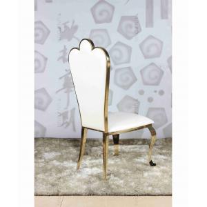 China White PU wholesale banquet chairs wedding stainless steel gold chair supplier