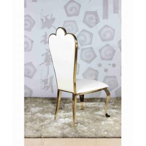 White PU wholesale banquet chairs wedding stainless steel gold chair