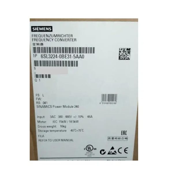 PLC modulaire de 6SL3224-0BE31-1AA0 Allemagne Siemens pour la télécommunication