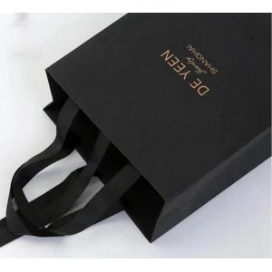 Professional Small Black Paper Bags , Personalised Paper Bags With Ribbon Handle