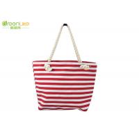 China 14A Canvas Cotton Tote Bags Red And White Striped Tote on sale