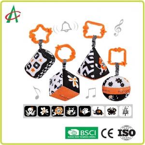 China High Contrast Shape Sets Baby Toy, Car Seat Baby Stroller Plush Rattle Rings Hanging Toy supplier