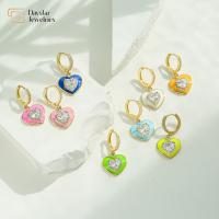 China Heart Diamond 14K Gold Plated Jewelry Colorful Enamel Pendant Earrings on sale