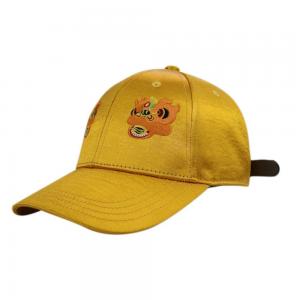 Beautiful Yellow Satin Baseball Cap , City Sport Caps For Sun Protection