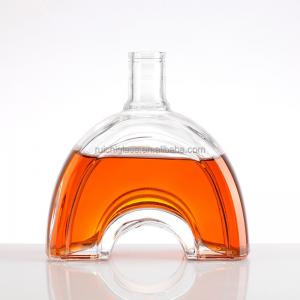 China Manufacture Unique Shaped Vodka Glass Bottle with Aluminum Plastic PP Collar Material supplier