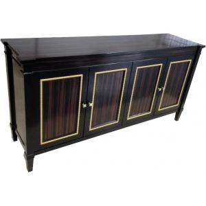 Ebony Wood 4 Door Dresser Brass Metal Boutique Hotel Furniture Eco Friendly