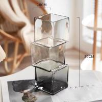 China Stylish Modern Glass Vase for Home Office Decor Elegant Transparent Centerpieces on sale