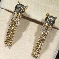 China Panther Shaped  Diamond Earrings , 18K Yellow Gold Vintage  Earrings on sale