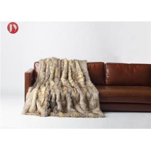 Multi Colors Soft long Fur Throw Blanket , Brown Faux Fur Luxury Blanket Mountain Coyote Stripes