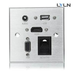China Silver / Black Color AV Wall Plate With 3.5mm Stereo And RJ45 Port supplier