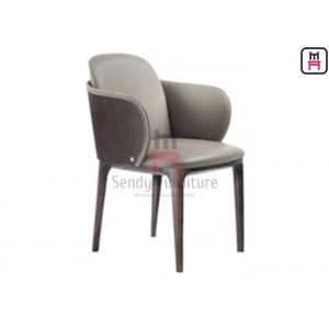 China Ash Wood Upholstered Leather Chair , Restaurant Dining Room Chairs With Armrests supplier