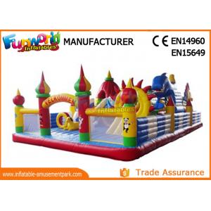 China Colorful Inflatable Amusement Park For Kids / Fun City Inflatable Bouncers With Slide supplier