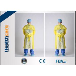 CPE Disposable Isolation Gowns Blue/Yellow Long Sleeve Sterile / Non - Sterile Available