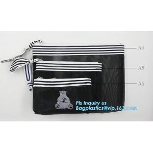 Office A4 /A5 size pvc plastic mesh zipper file bag, B6 A5 B5 A4 transparent zipper closure document file folder bags