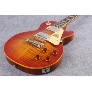 Custom 50th Anniversary LP Reissue electric guitar,Aged Vintage Cherry Sunburst tiger flame musical guitar free shipping
