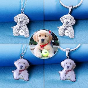 0.87in Custom Stainless Steel Keychains Trending white Engraved Pet Keychain