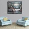 China Abstract Houses Boat Dock Canvas Wall Art Paintings For Living Room wholesale