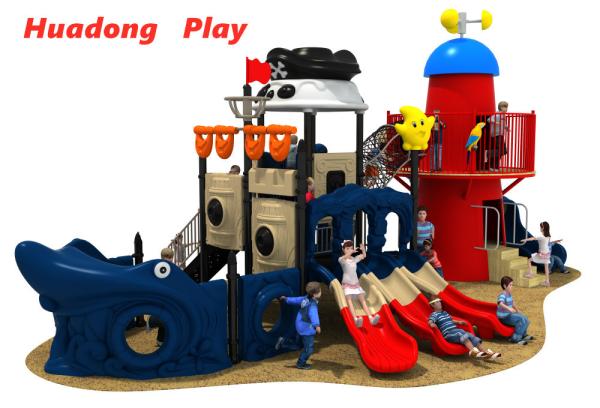 Durable Pirates Ship Series Plastic Playground Slide LLDPE And Galvanized Pipe