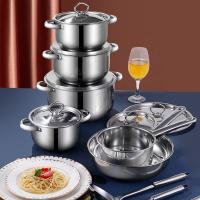 China Kitchen Stainless Steel Cookware Set 15pcs  SS410 Milk Soup Pot on sale