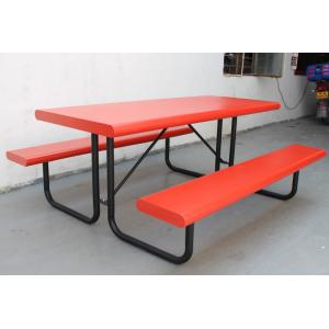 Perforated Steel Commercial Picnic Tables , Outdoor Table With Umbrella Hole OEM