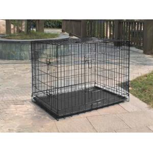 24'' Black Powder Coated Wire Mesh Small Size Dog Kennel  with ABS Plastic Tray with One door/Two door/Three door