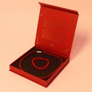 China Magnetic Necklace Jewelry Packaging Box Red Gold Foil supplier