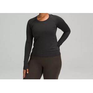 Polyamide Elasticity Ladies Long Sleeve Running Top Black Color