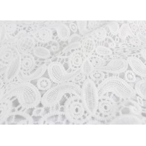 China Embroidery White Stretch Lace Fabric , Water Soluble Guipure Lace Fabric For Wedding Dresses supplier
