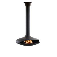 China Decorative Modern Indoor Hanging Fireplace Matte Black Suspended Wood Stove on sale