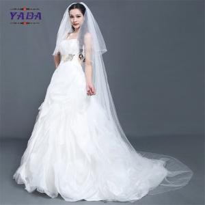 China Luxury off shoulder organza fabric bust latest gowns long tail ball gown alibaba wedding dress supplier