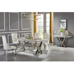 Nordic Marble Modern Luxe Stainless Steel Leg Dining Table Restaurant High End