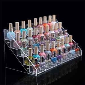 Pure Acrylic Nail Polish Counter Display Racks For Makeup Store Promotional