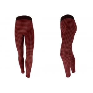 Black And Red Check Womens Fleece Lined Leggings For Winter Working Suit