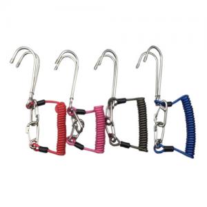 China Diving Tool Coiled Tool Lanyard Steel Wire Rope Subsea Colored Lanyard With J Hook supplier