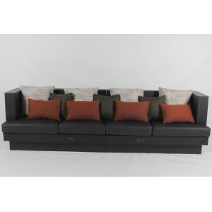 Black Oak Wood Long Banquette Sofa Sheraton Hotel Luxury Design With Pillows