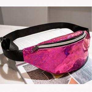 China Faux Leather Sequined Women Mens Waist Bag With Zip supplier