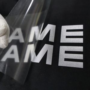 China Custom Silver Reflective In the Dark Ink Heat Transfer Label Garment Press 3D Printing Label Heat Transfer for Garment PET Label wholesale