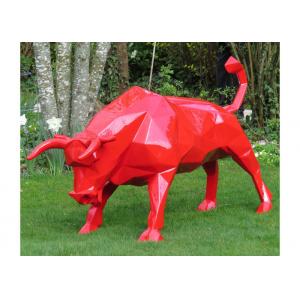 China Red Bull Animal Outdoor Fiberglass Sculpture Life Size 3D Design For Decor supplier